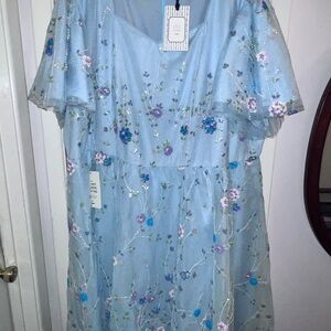 JessaKae Blue Ruffled Tiered Midi Dress